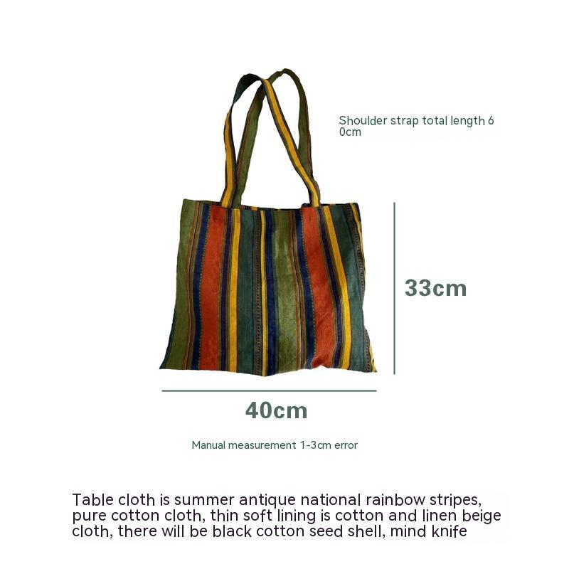 Retro Contrast Rainbow Stripe Shoulder Bag