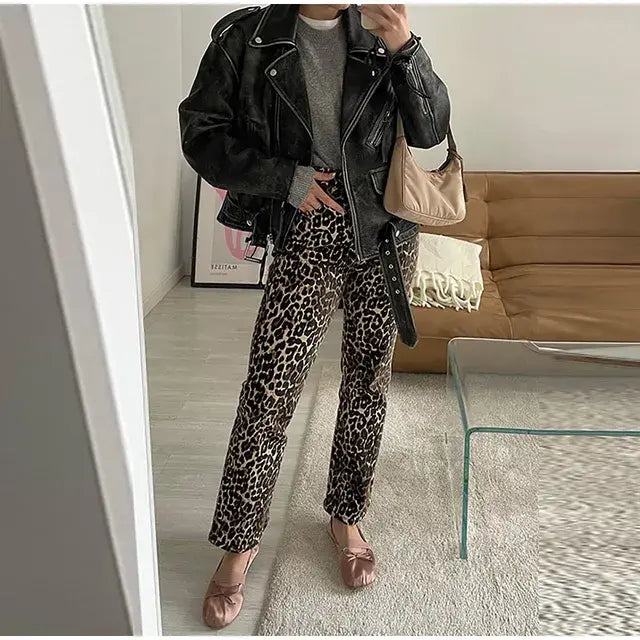 Women's Vintage Leopard Jeans