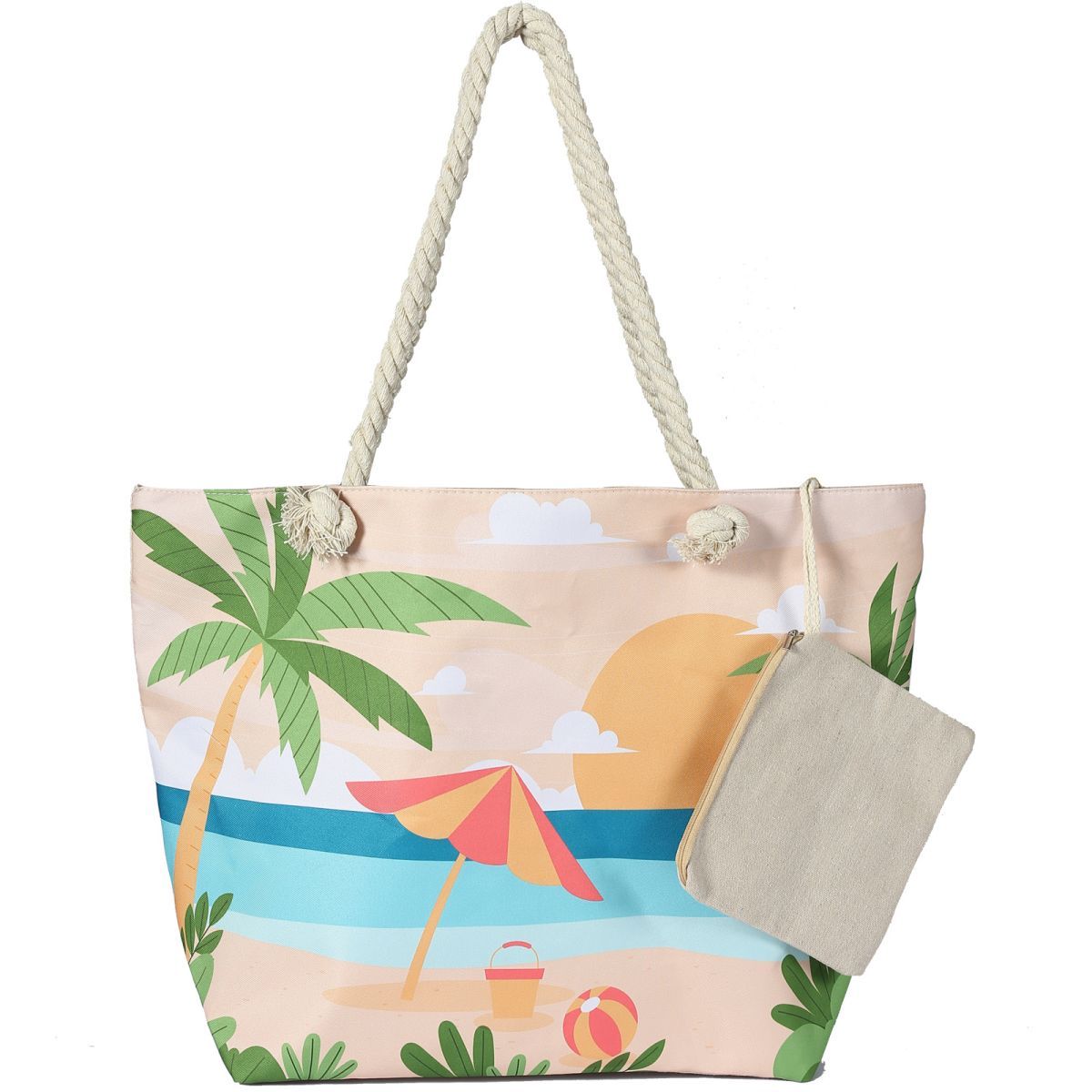 Canvas-Strandtasche für Damen, wasserdicht, große Reise-Strandtaschen mit Reißverschluss, wiederverwendbare Einkaufstaschen