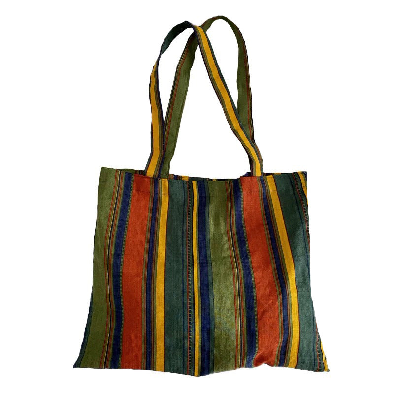 Retro Contrast Rainbow Stripe Shoulder Bag