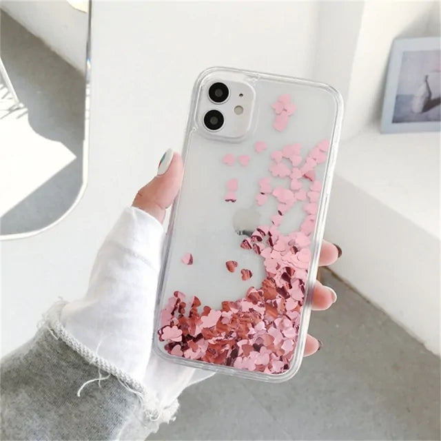 Glitter Love Heart Sequins Quicksand Phone Case