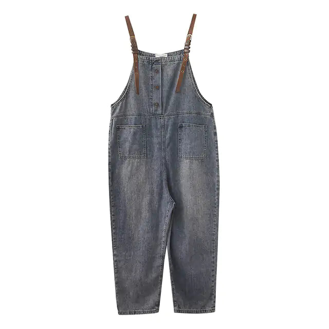 Spring Fashion Button Jeans Harem Jumpsuit