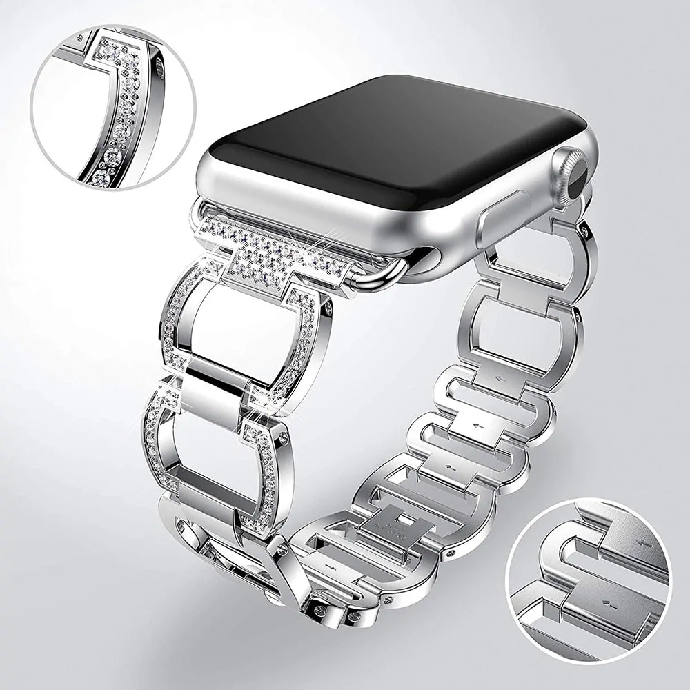 Luxuriöses Metall-Diamantarmband für die Apple Watch