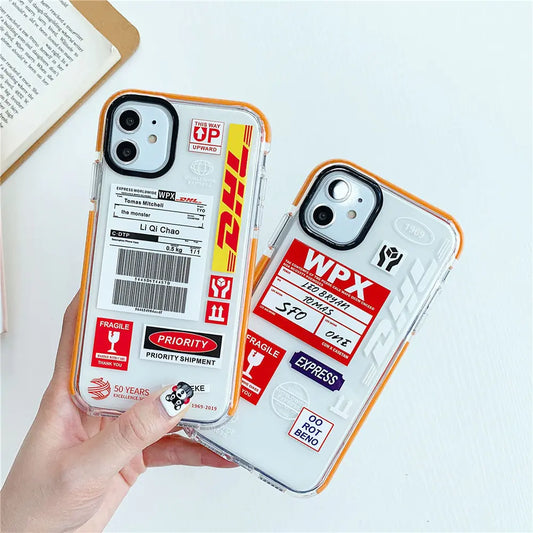 Luxury Orange border DHL Letter label Phone Case for iPhone