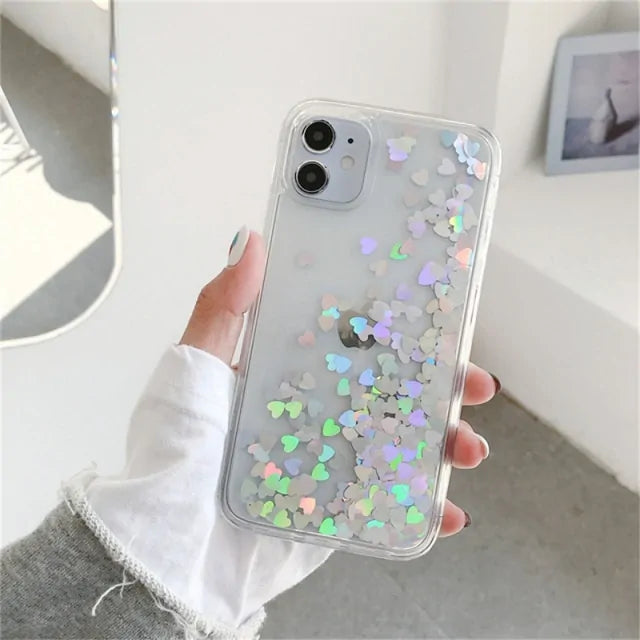 Glitter Love Heart Sequins Quicksand Phone Case