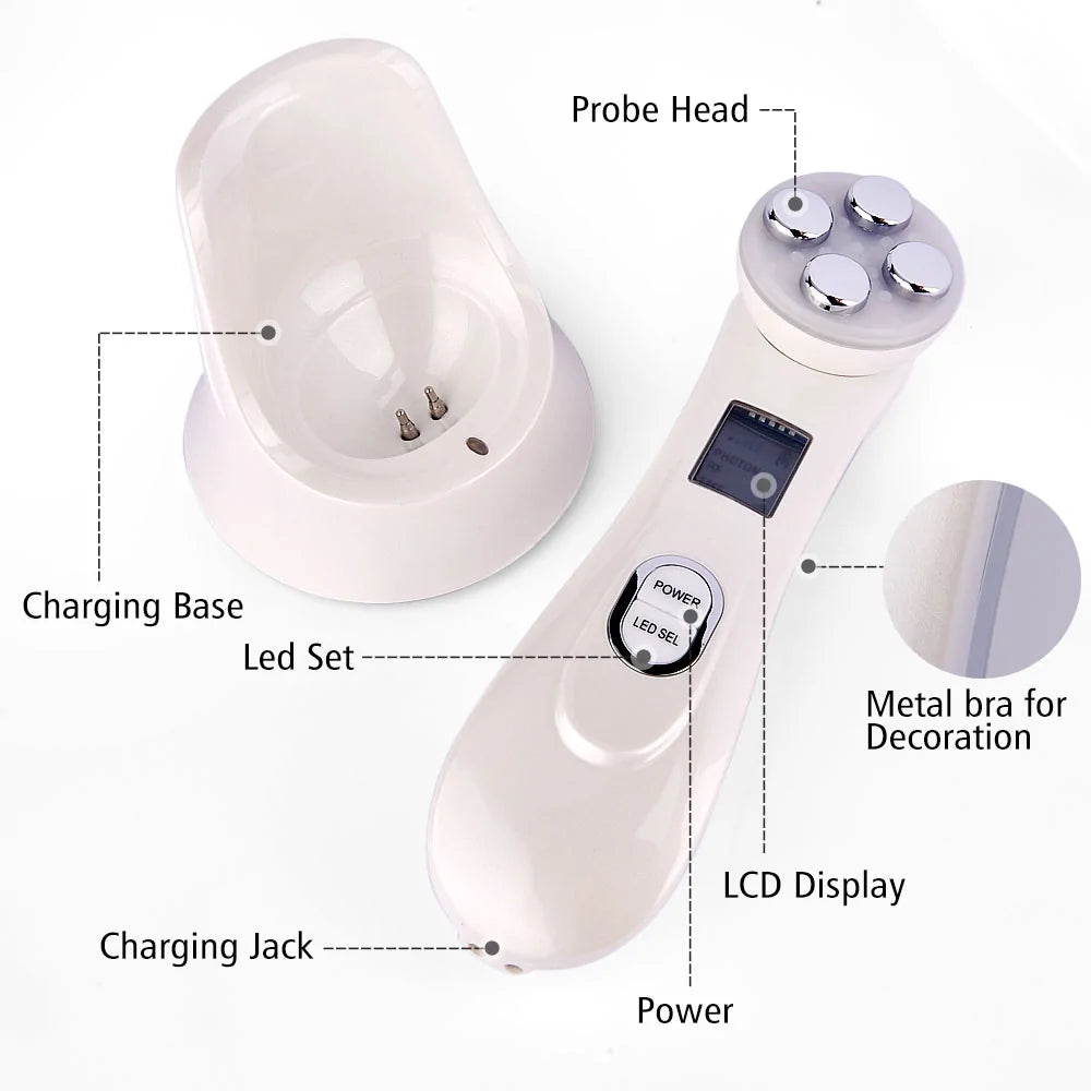 RF EMS LED Photon Facial Rejuvenation Device for Acne and Wrinkle Treatment